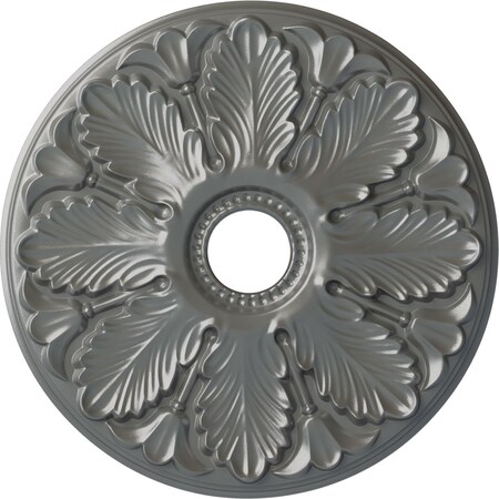 Ekena Millwork Milan Ceiling Medallion (Fits Canopies up to 4 5/8"), Hnd-Painted Silver, 24 1/2"OD x 3 1/2"ID x 1"P CM24MISLS